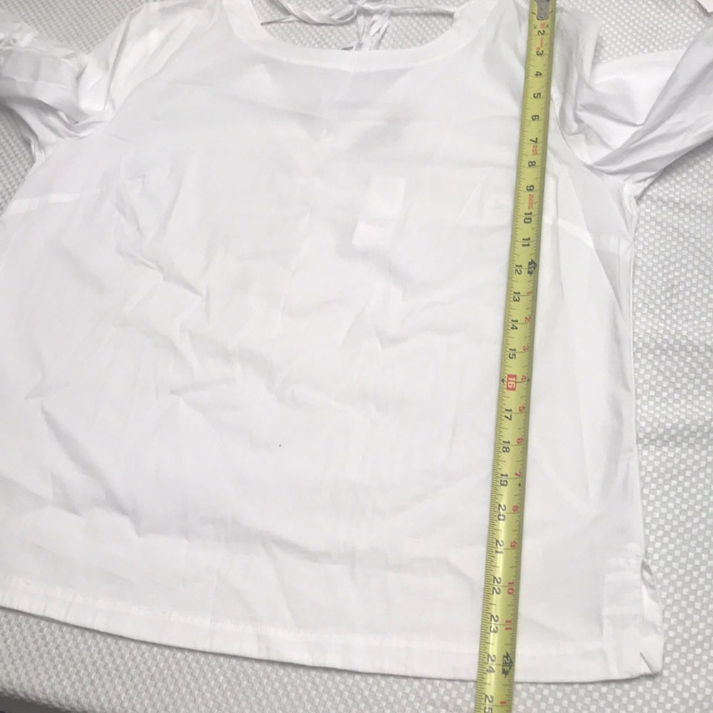 Ann Taylor Large white blouse Bell sleeve tied top - Picture 6 of 6